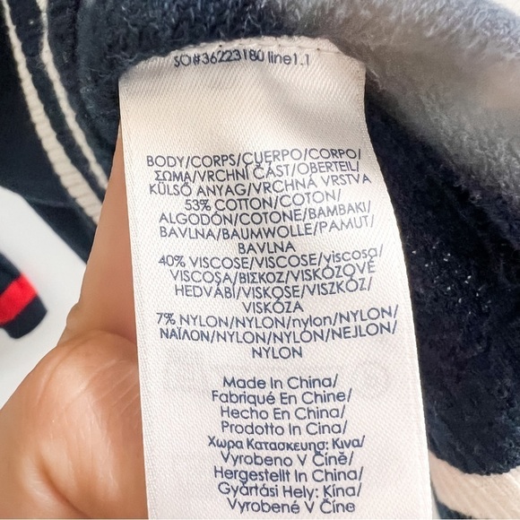 Chaps Navy & Red Long Sleeve Cotton Blend V Neck Nautical Sweater 1X - Picture 6 of 8